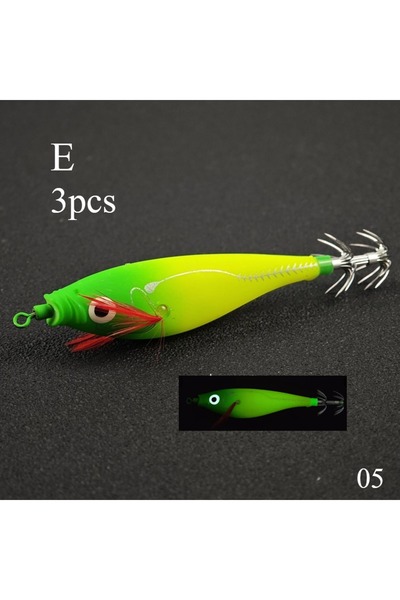 Choice 3pcs-Bait-E-05 Ackibbik 3pcs 10cm Glow Squid Jig Hook Saltwater Lumino...