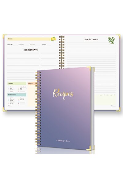 Choice كتاب وصفات بغلاف مقوى بنفسجي B5: كتاب وصفات محمول للاستخدام الشخصي أو ...