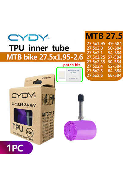 Choice صمام شريدر 45 مم 27.5x1.95-2.6 AV قطعة واحدة CYDY TPU أنبوب داخلي لدرا...