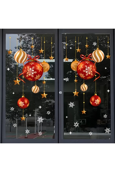 Choice ورقتان من ملصقات عيد الميلاد، لتزيين أجواء الاحتفالات، كرات ملونة، نجو...