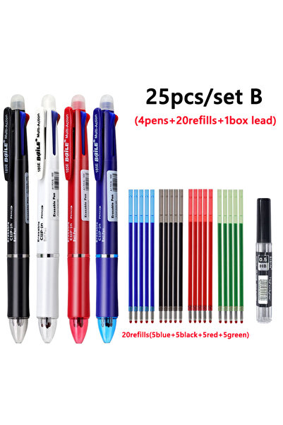 Choice مجموعة أقلام جل قابلة للمسح متعددة الألوان 5 في 1، 25 قطعة، مع عبوات إ...
