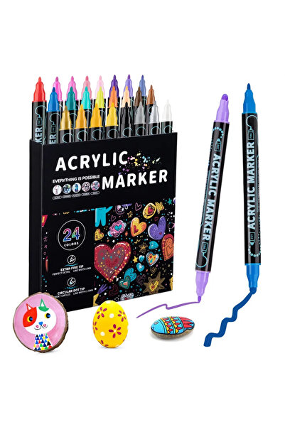 Choice مجموعة أقلام طلاء أكريليك مزدوجة الرأس بـ ٢٤ لونًا - ١٢/٢٤/٣٦/٤٨ لونًا...