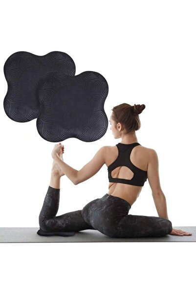 Choice وسادة ركبة سوداء مكونة من قطعتين لتمارين البيلاتس واليوغا، مانعة للانز...
