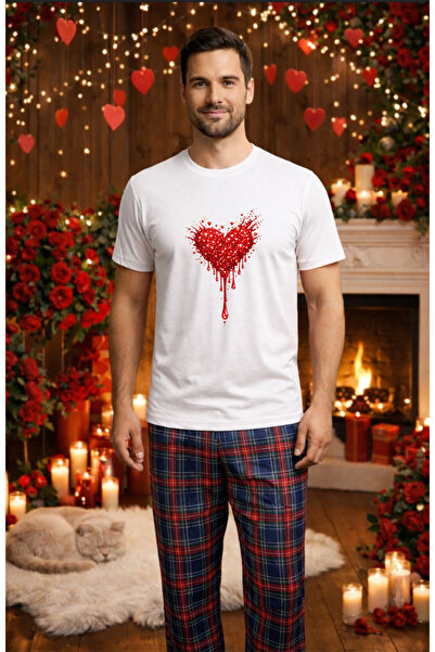 MVRDAR Σετ ανδρικής βαμβακερής πιτζάμας για την Ημέρα του Αγίου Βαλεντίνου, D...
