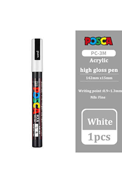 Choice قلم تحديد أكريليك أبيض وأسود وأحمر من يوني بوسكا (PC-3M-White) - مناسب...