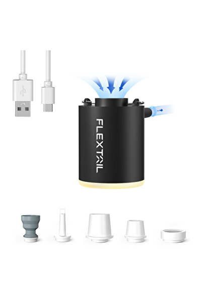 Choice مضخة هواء محمولة سوداء اللون من نوع FLEXTAIL مزودة بإضاءة، مضخة تخييم ...