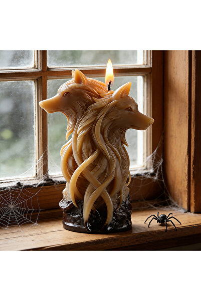Choice Double Wolf Candle mold, a reusable silicone mold that is easy to clea...