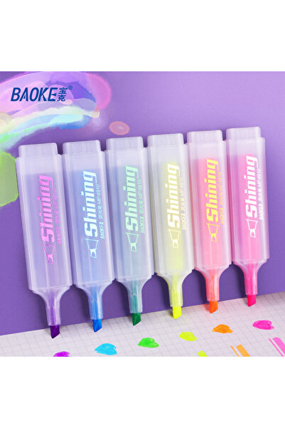 Choice 6pcs BAOKE MP4910-6 Highlighters 6 colors, Chisel Tip, Assorted Fluore...