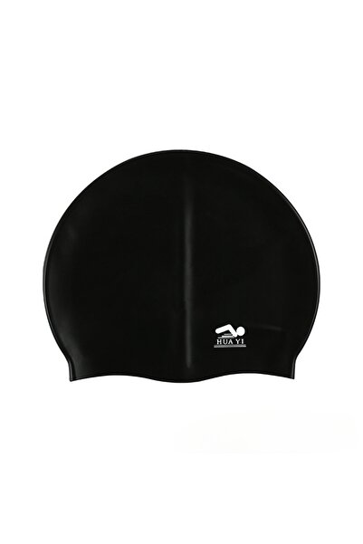 Choice One Size black Silicone Elastic Swimming Cap Waterproof Swim Hat for M...