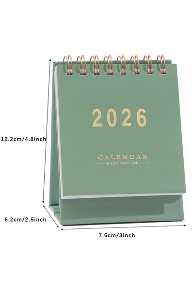 Choice تقويم بسيط أخضر لعام 2026، تقويم مكتبي صغير، تقويم حلزوني مبتكر، مخطط،...