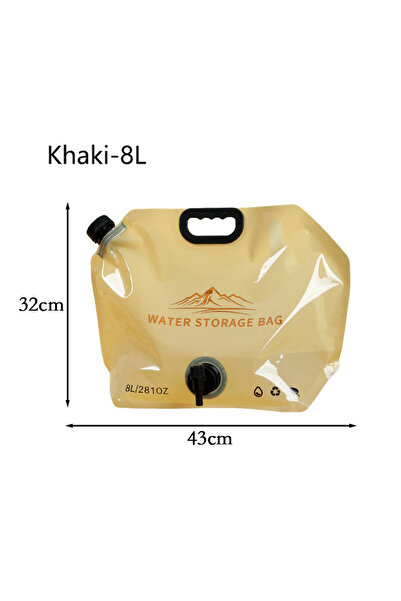 Choice حقيبة تخزين مياه محمولة قابلة للطي من الكاكي سعة 8 لترات، مناسبة للريا...