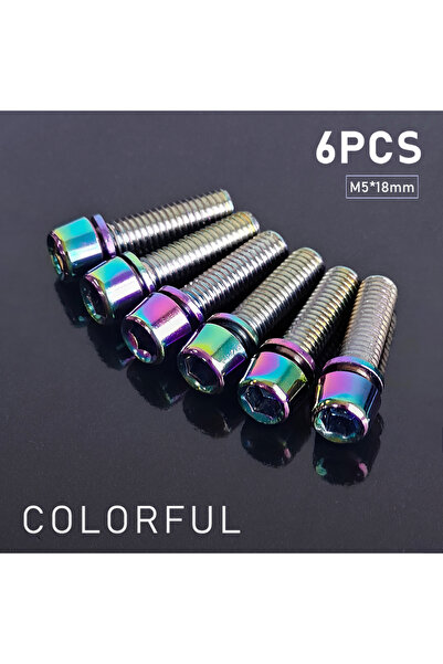Choice 6pcs M5 Colorful 6/8pcs M5x18mm Bike Stem Screw Alloy Steel 4mm Allen ...