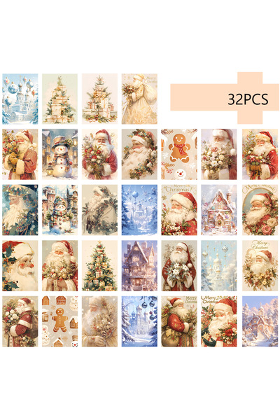 Choice Mixed Color 32pcs, vintage Christmas postcards, Santa Claus, birthday/...