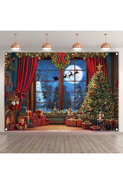 Choice 400X210 MULTI Christmas photography background with moon, deer, tree, ...