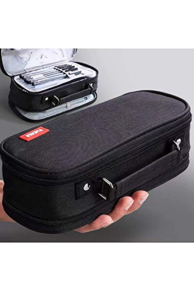 Choice مقلمة سوداء كبيرة تتسع لـ 100 قلم، حقيبة أدوات مكتبية متعددة الوظائف و...