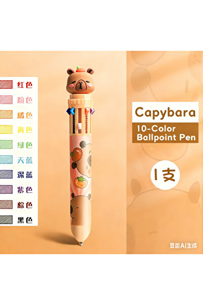 Choice أقلام حبر جاف كابيبارا متعددة الألوان، 10 ألوان، بتصميم كرتوني لطيف وإ...