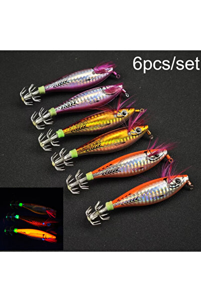 Choice 6pcs-set-Cuttlefish 6pcs/set 9.5cm Horizontal Squid Jig Hook Shrimp Lu...