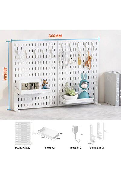 Choice WH Clamp-On SET 2 Standing office pegboard storage. No - drill, clip -...