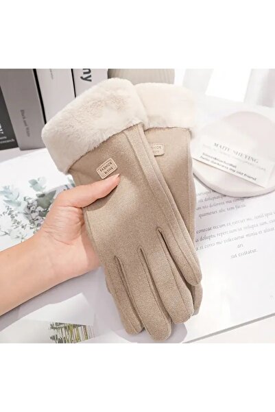Choice قفازات نسائية شتوية سميكة من القطيفة بلون الكاكي، أنيقة ودافئة، مصنوعة...