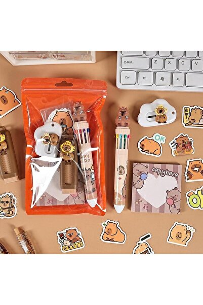 Choice مجموعة أدوات مكتبية بنمط حيوان الكابيبارا الكرتوني، مقاس A3، مجموعة أد...