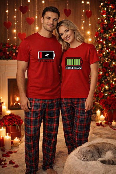 MVRDAR Couple's Pajama Set - T-shirt and Pajama Pants, Cotton, Valentine's an...