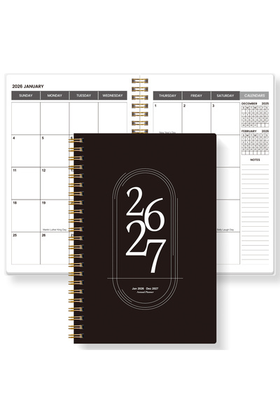 Choice A5 black 2026-2027 A5 Weekly & Monthly Planner – Jan 2026 to Dec 2027 ...