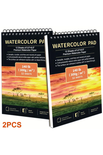 Choice كراسة رسم ألوان مائية A5 (قطعتان) وB (قطعتان) - 12 ورقة - 14.81 × 21.0...