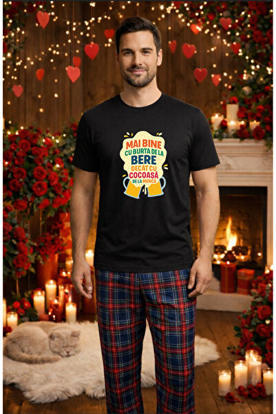 MVRDAR Мъжки памучен пижамен комплект от колекцията за Свети Валентин, Драгобете