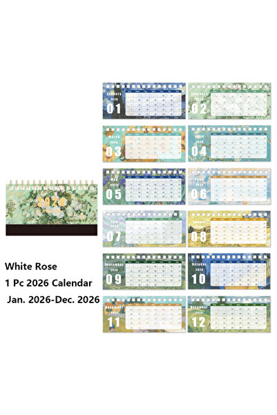 Choice تقويم مكتبي من وايت روز، قطعة واحدة، لعام 2026، بتصميم كلاسيكي مع لوحة...