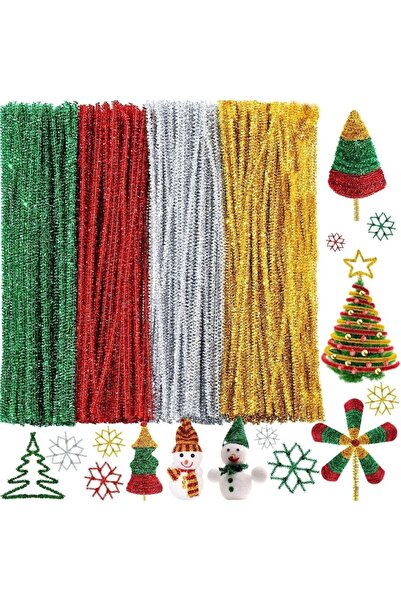 Choice مجموعة منظفات أنابيب عيد الميلاد الملونة (400 قطعة) - منظفات أنابيب حر...