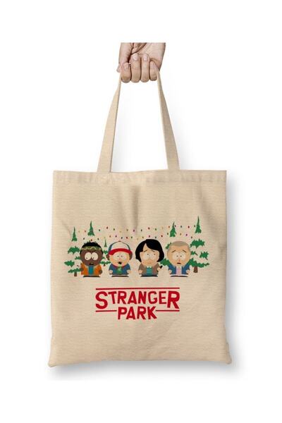 Toyaso Stranger Things Stranger Park Geantă de pânză albă Geantă de cumpărătu...