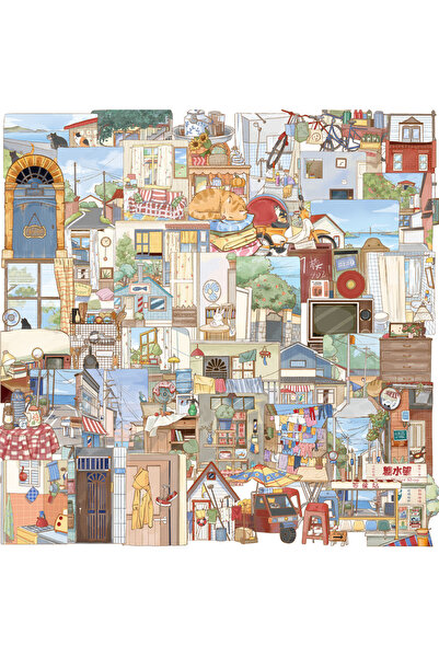 Choice 50pcs All 50pcs Retro INS Style Alley Home Transparent Edge Stickers D...