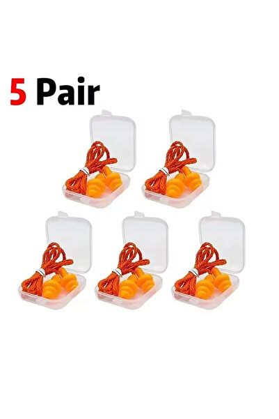 Choice ٥ أزواج من سدادات الأذن البرتقالية المزودة بسلك، سدادات أذن سيليكون قا...