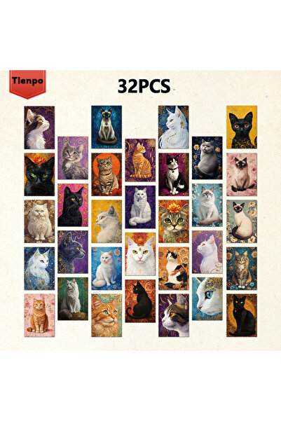 Choice مجموعة بطاقات بريدية متنوعة الألوان (32 قطعة)، بطاقات بريدية بتصميم قط...