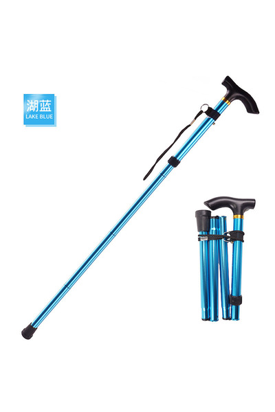 Choice SKY BLUE Folding Cane Portable 5-Level Adjustable Height Walking Stick...