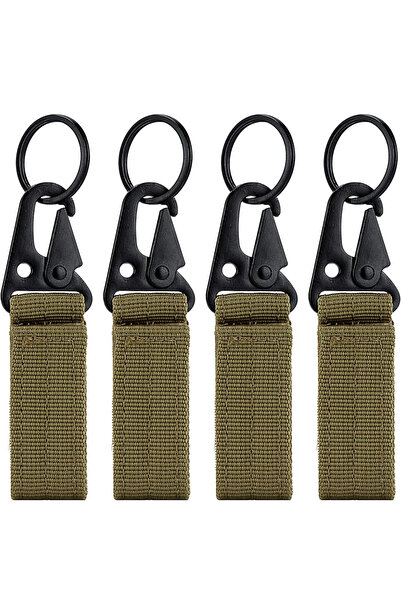 Choice Khaki 4Pcs Nylon Tactical Carabiner Keychain Webbing Buckles Molle Bel...
