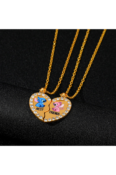 Choice Gold Color Cute Loves Stitch Angel Heart Shaped Toy Perfect BFF Cospla...