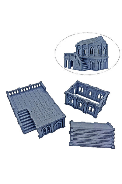 Choice GRAY Two Story 3D Printed Tavern & Inn / House Scatter Terrain Scenery...