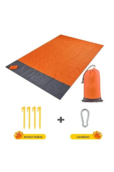 Choice بطانية شاطئ برتقالية مقاومة للرمل، 200 × 140 سم، حصيرة شاطئ مقاومة للم...