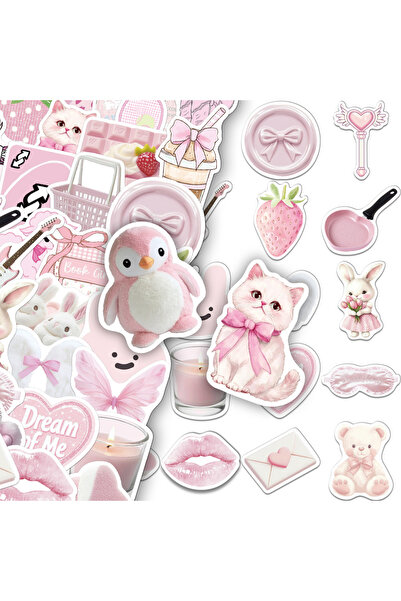 Choice ٥٠ قطعة من ملصقات جرافيتي كرتونية وردية إبداعية، مناسبة للدفاتر والقرط...