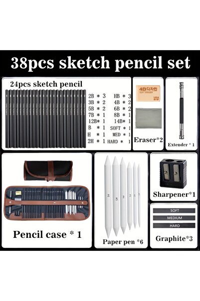 Choice 38pcs Sketch Set Professional Drawing Pencil Set, Portable Outdoor Art...