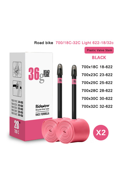 Choice صمام بريستا 65 مم × 2 R36 بلاستيك أسود RideNow 700x18-32c دراجة طريق خ...