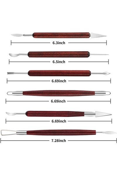Choice 6pcs 6PCS Sculpting Pottery Clay Tools Wood Handle Pottery Set Wax Car...