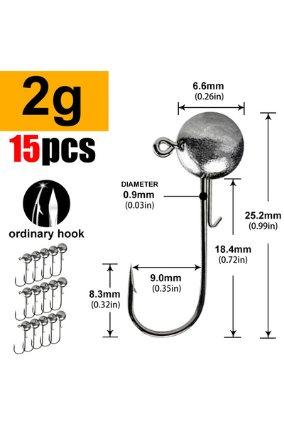 Choice خطافات صيد برؤوس جيج، وزنها 2 غرام، 1 غرام، 2 غرام، 3 غرام، 5 غرام، 7 ...