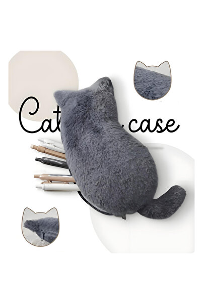 Choice حقيبة أقلام على شكل قطة قطيفة لطيفة وناعمة الملمس وخفيفة الوزن وكبيرة ...