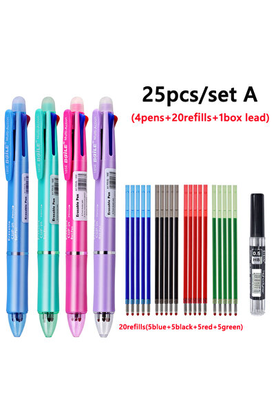 Choice مجموعة أقلام جل قابلة للمسح متعددة الألوان 5 في 1، 25 قطعة، مع عبوات إ...