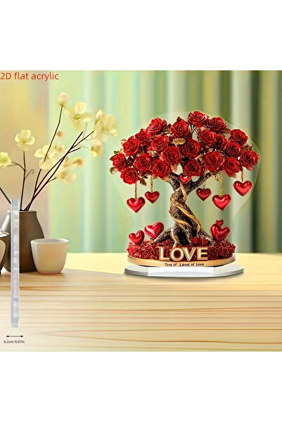 Choice زينة أنيقة على شكل قلب من الكريستال على شكل شجرة ورد "شجرة الحب" بقاعد...