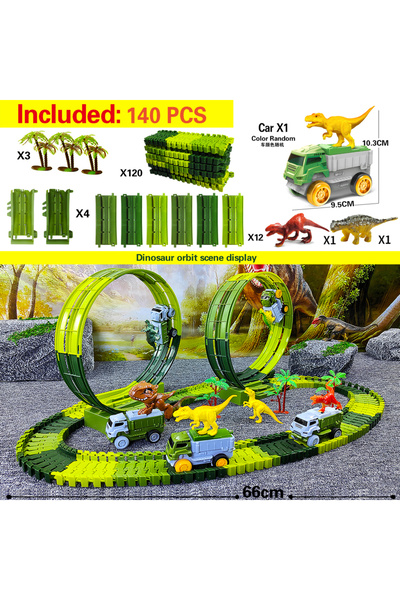 Choice سيارة ديناصور كهربائية قطعتين، مسار مرن سحري للتسلق مع إضاءة LED عالية...
