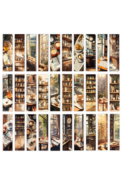 Choice مجموعة متنوعة من 32 فاصل كتاب، فواصل كتب بنمط القهوة، فواصل كتب بألوان...