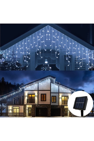 Choice 7M 162LED white 3.5M/7M Solar Curtain Icicle Light Outdoor Eaves Decor...